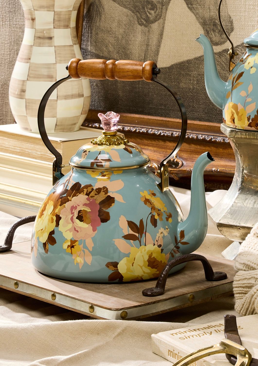 Wild Rose Slate 3 Qt Tea Kettle