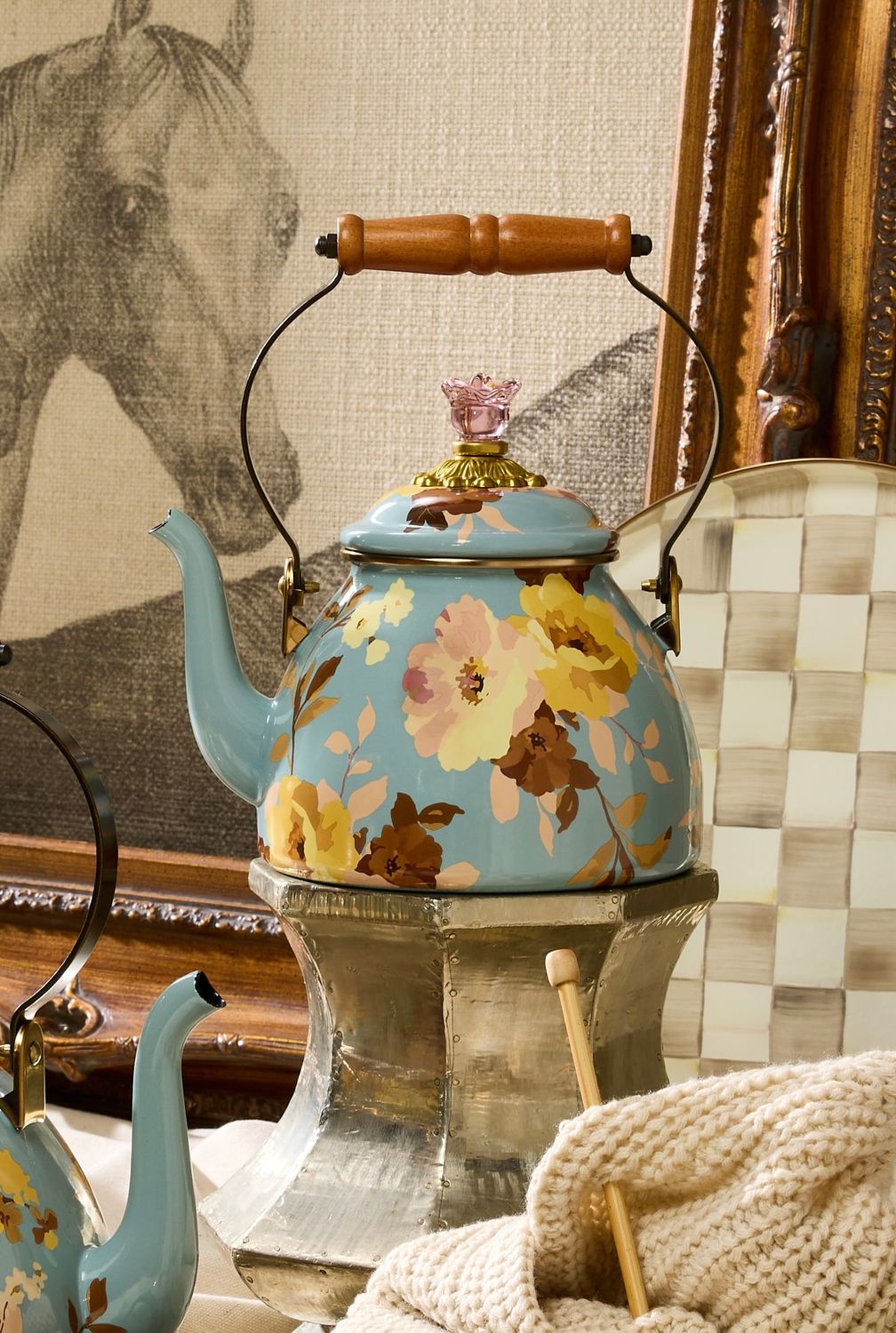 Wild Rose Slate 2 Qt Tea Kettle