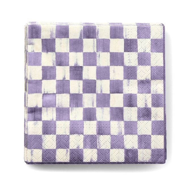 Violet Check Cocktail Paper Napkins