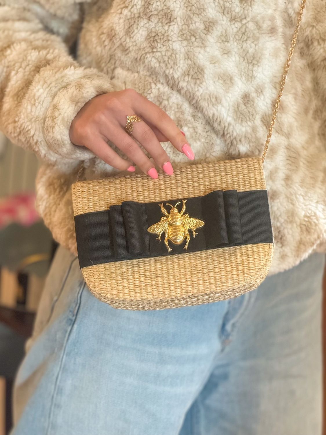 Straw Bag- Ivory &amp; Bee