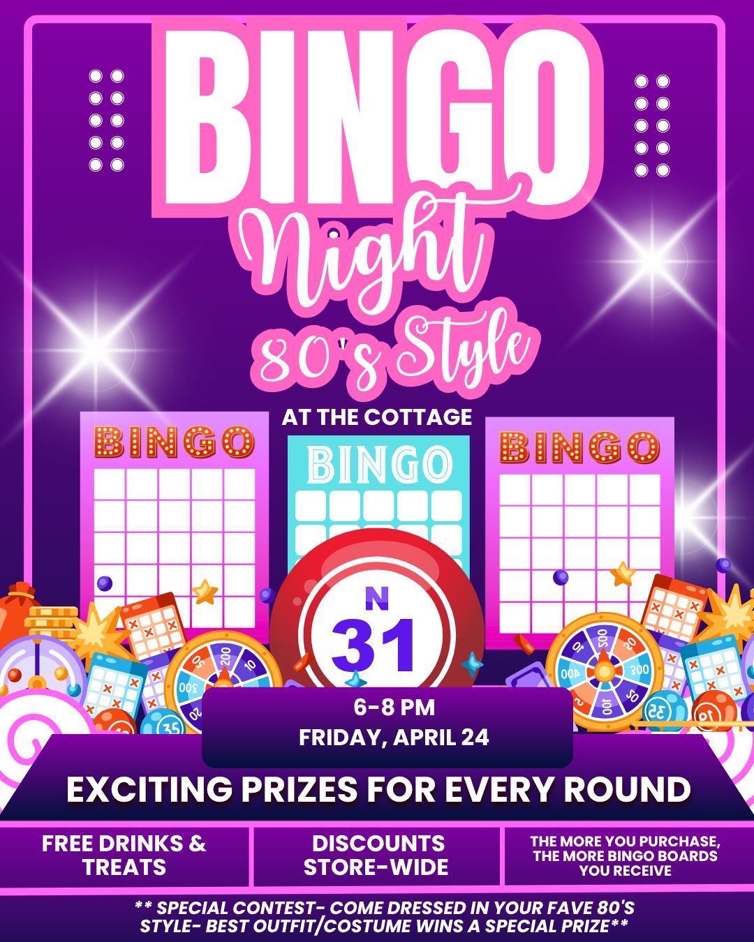 RSVP Bingo Night 80's Theme 4-24-26