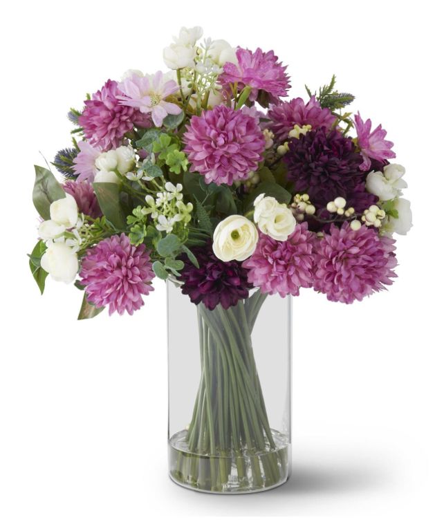 16” Premade Perennials in Glass Vase