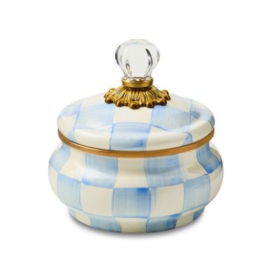 Sky Check Squashed Pot