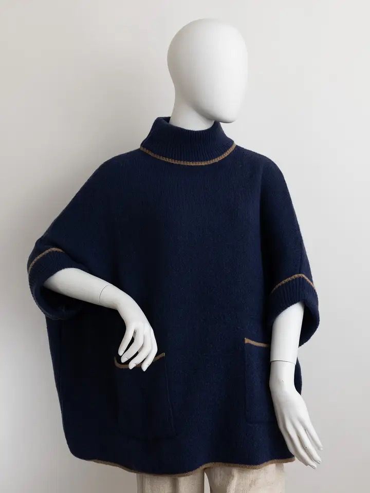 Blue Poncho w Pockets