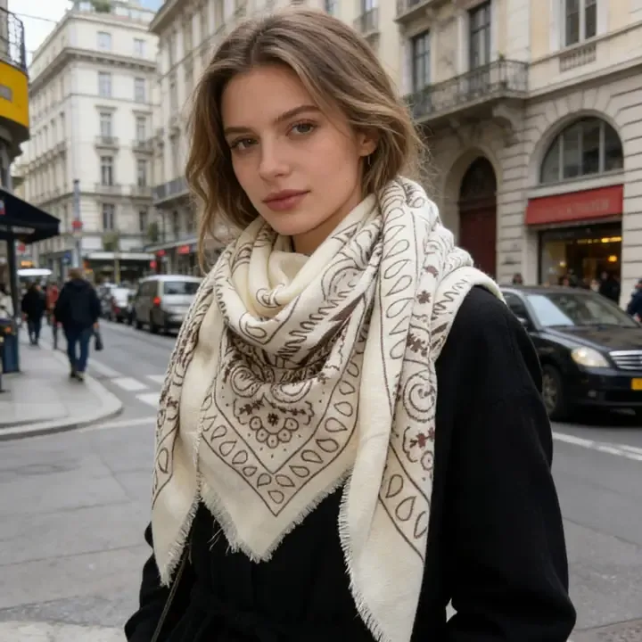 Square Scarf- Beige