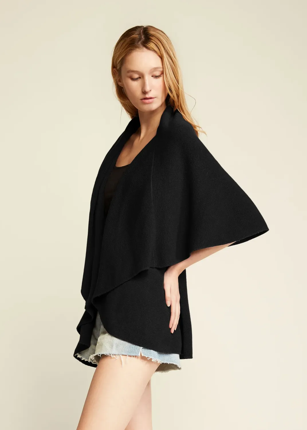 Basic Shawl Vest Black