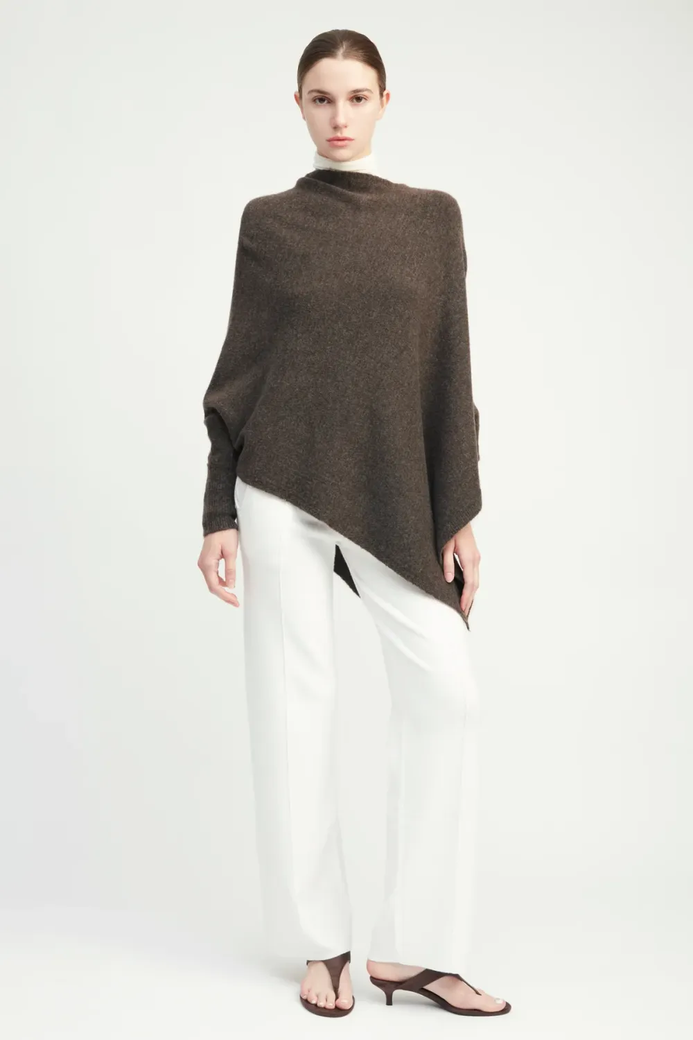 Basic Poncho with Sleeves Mocha