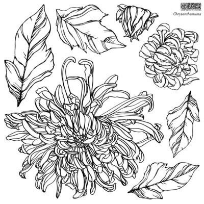 "Chrysanthemum"  ~ 2021 IOD Decor  Stamp   2 gorgeous sheets of leaves and blossoms