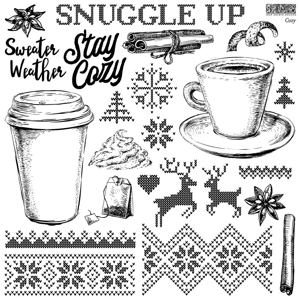 CHRISTMAS 2022  &quot;COZY&quot;   12X12  Decor Stamp RETIRED