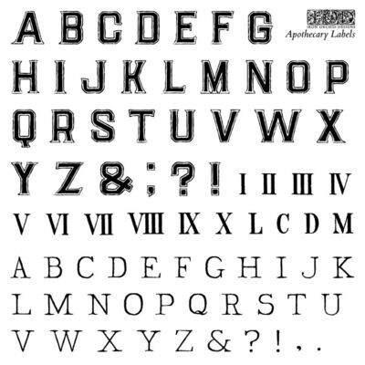 APOTHECARY LABELS  --2024 DECOR STAMP  4 Stamp Set ea. is 6"sq.