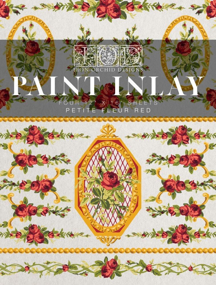 2024 PAINT INLAY &quot; PETITE FLEUR - RED &quot; 12×16 PAD  4pgs  LIMITED RELEASE