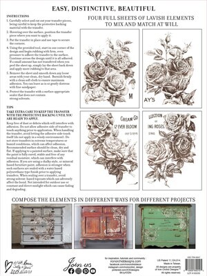 MAYS ROSES 12x16 Pad™ 4 sheets  IOD Decor Transfer -