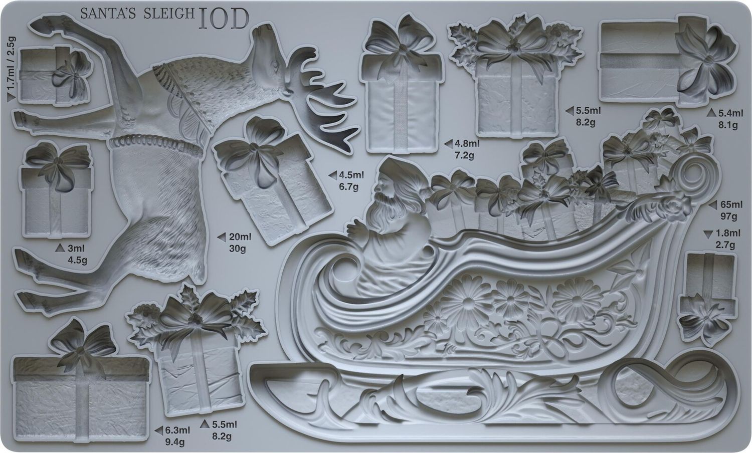 Santa&#39;s Sleigh  ~ 6&quot; x 10&quot;  Mould   2024 Christmas