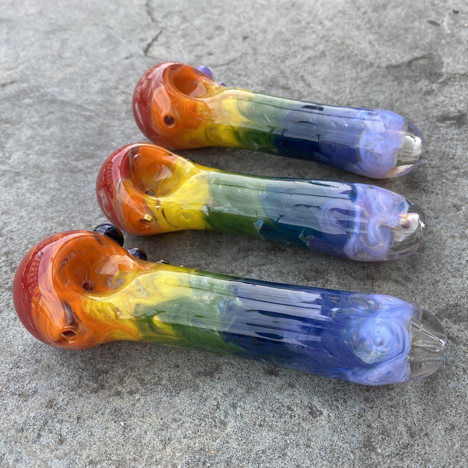Large Rainbow Bang Bang Hand Pipe By Oxy Glass