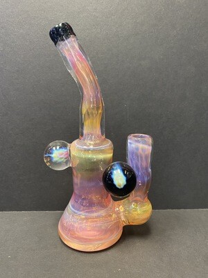 Pink Fumed Oil Rig With Marbles 14mm 8”