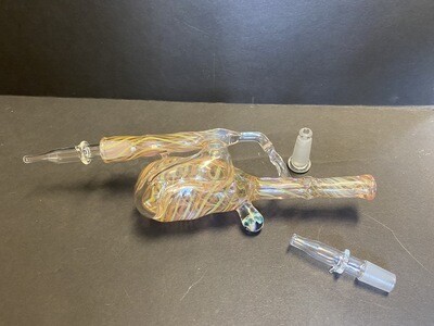 Custom Handblown Nector Collector With 3 Hold Perc And Attachments