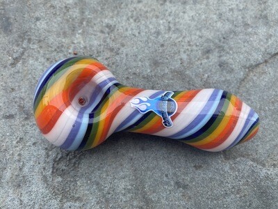 Chameleon Glass Rainbow Stripe Hand Pipe 4.5”