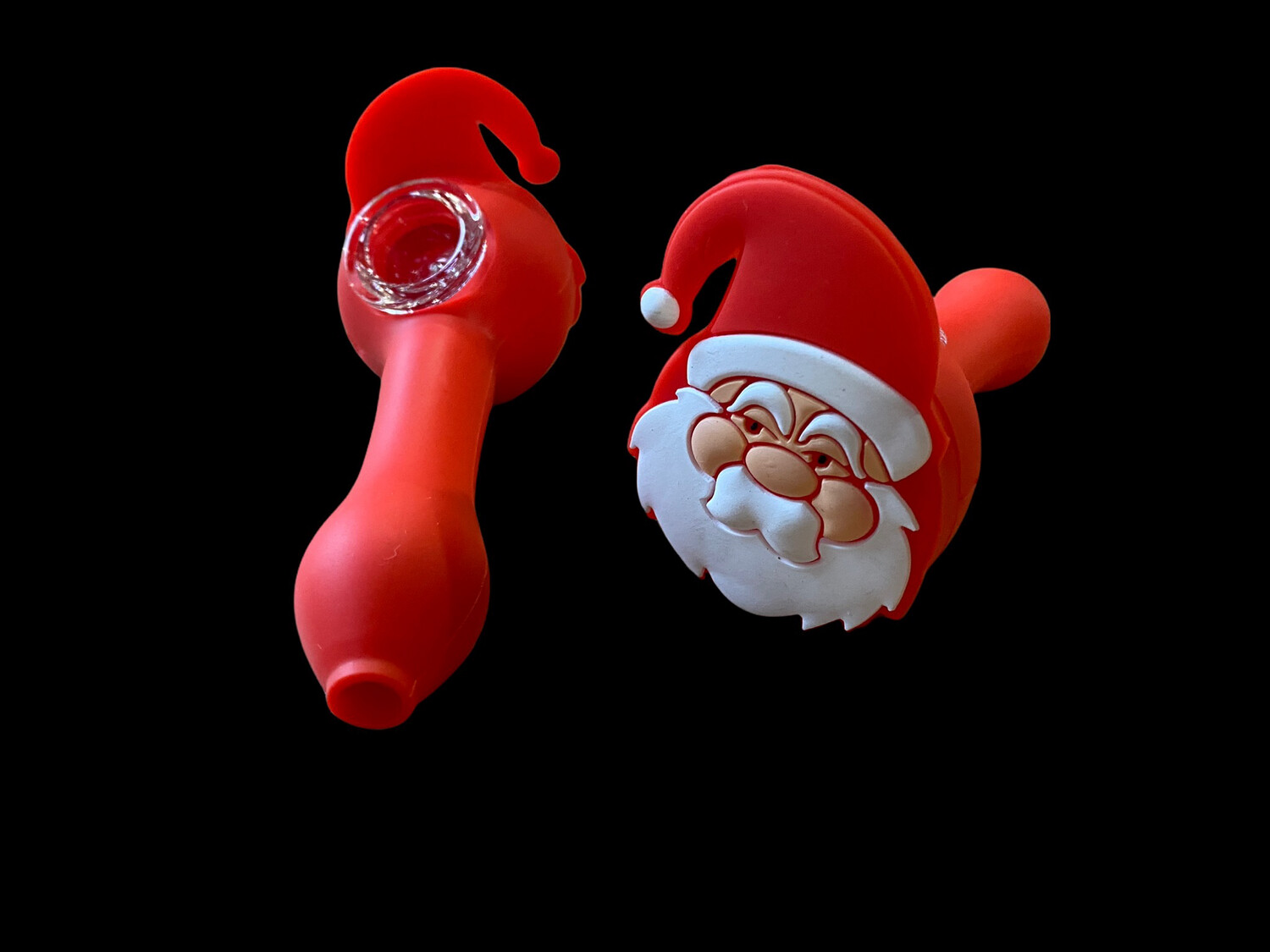 Santa Silicone Pipe With Glass Bowl Insert 4.25”