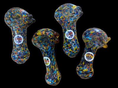 Small Crush Glass Spotted Hand Pipe 3in.
