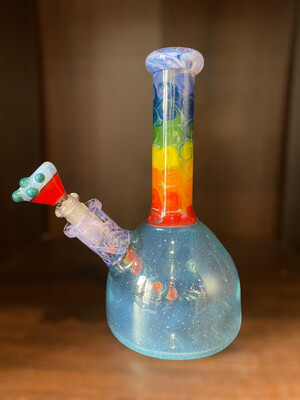 Custom Rainbow Waterpipe With Custom Downstem By Oxy Glass 7.5”