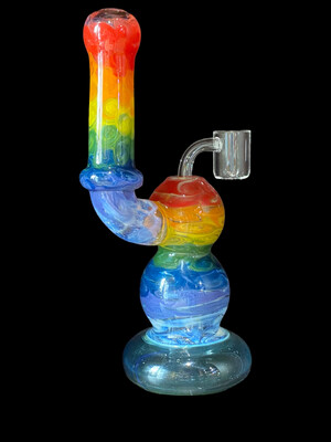 Custom Rainbow 9” Bubbler Rig By Oxy Glass