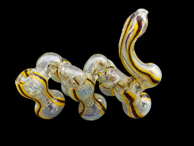 5 Chamber Yellow Red Stripe Bubbler