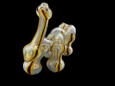 5 Chamber Yellow Red Stripe Bubbler
