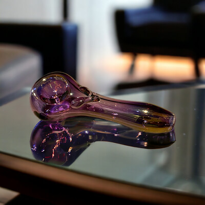 Pink Gold &amp; Silver Fumed Valentine Heart Glass Handpipe