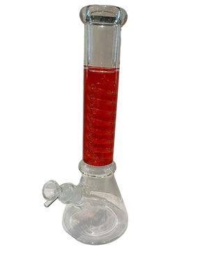 Red Glycerin filled beaker waterpipe 13 -14”