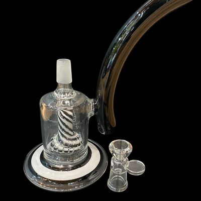 Custom Kaos Glass 9.5” Black/White Bubbler 