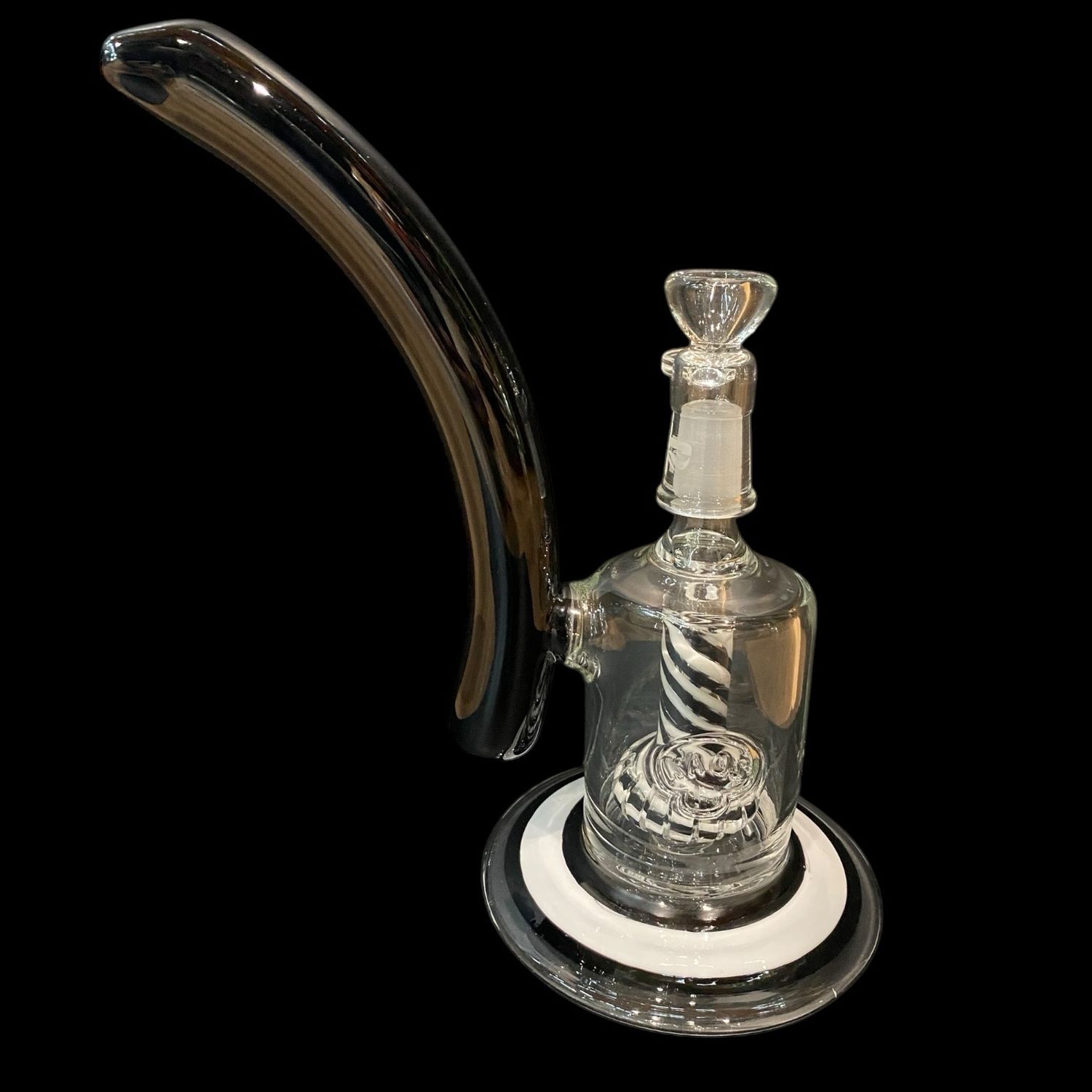 Custom Kaos Glass 9.5” Black/White Bubbler 