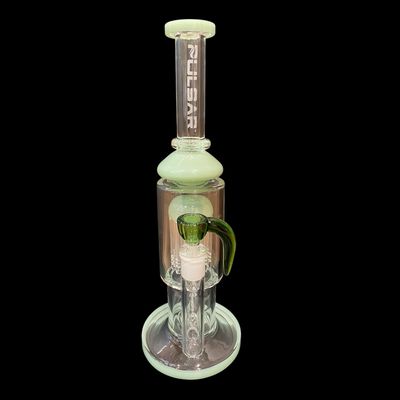Pulsar Opaque Green Double Perc Waterpipe 12”