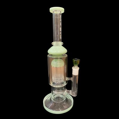 Pulsar Opaque Green Double Perc Waterpipe 12”