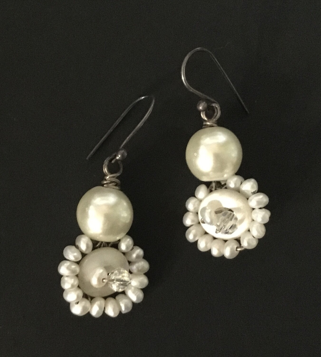 Handmade Vintage Pearl Button Earrings