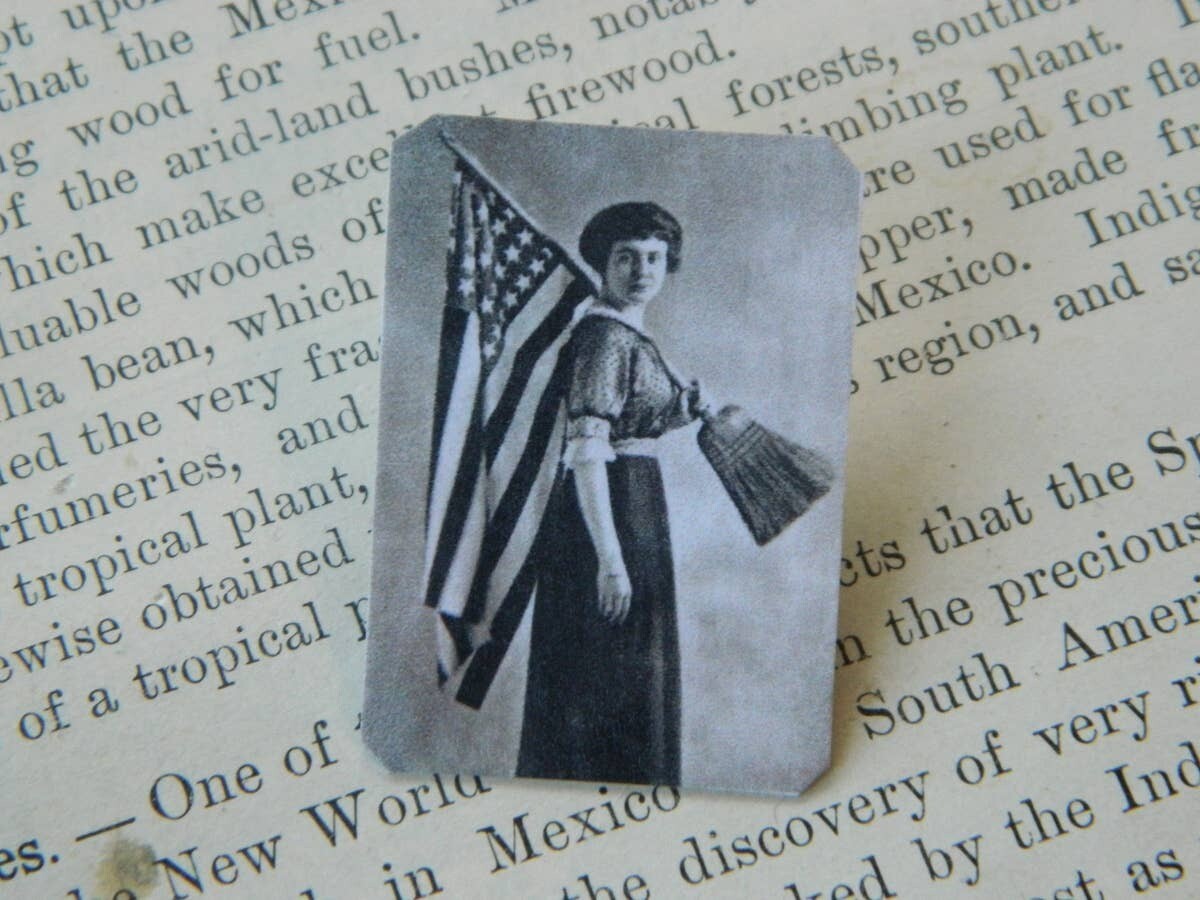 Feminist Woman with Flag pin
