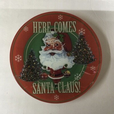 Here Comes Santa Claus! Glass Plate