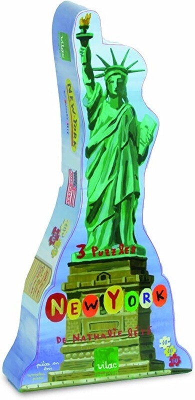 Set of 3 Wooden Puzzles-New York