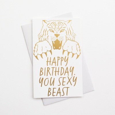 You Sexy Beast Letterpress Birthday Card