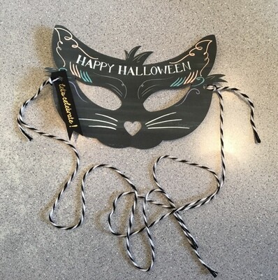Black Kitty Cat Mask Halloween Card