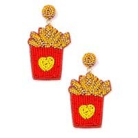 Beaded Earrings, French Fries