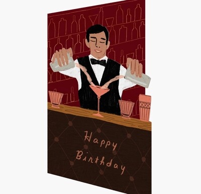 Happy Birthday Red Cocktail Card