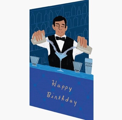 Happy Birthday Blue Cocktail Card