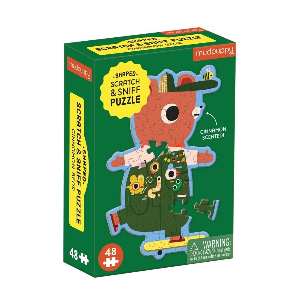 Cinnamon Bear 48-Piece Scratch and Sniff Shaped Mini Puzzle , 48 Piece Shaped Puzzle