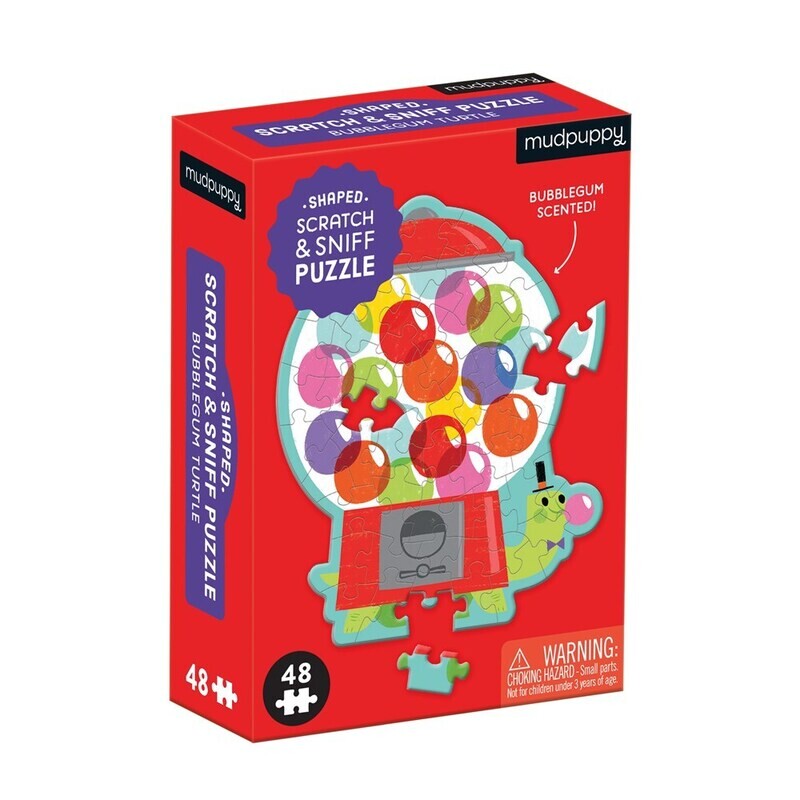 Bubblegum Turtle 48-Piece Scratch and Sniff Shaped Mini Puzzle, 48 Piece Shaped Puzzle