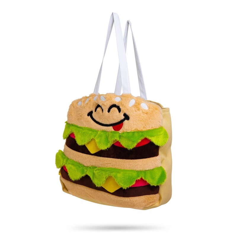 Cheeseburger Shaggy Baggie Tote Bag - Kid&#39;s reusable bag