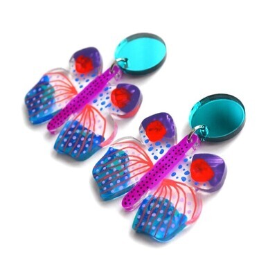 Purple Geometric Butterfly Earrings