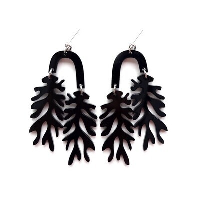 Black Matisse Leaf Statement Earrings