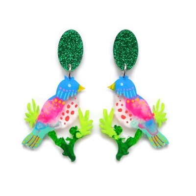 Colorful Tropical Bird Earrings