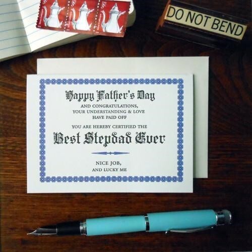 Best Stepdad Ever Certificate Letterpress Card