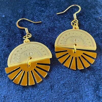 Solis Iris Dangle Earrings, Gold Tones